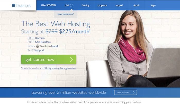 Bluehost Home page