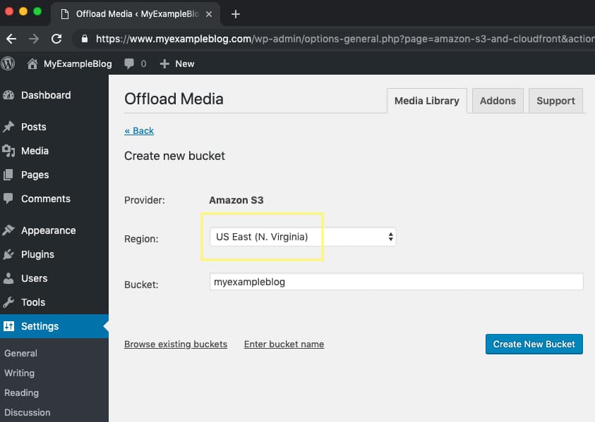 WP Offload Media Region