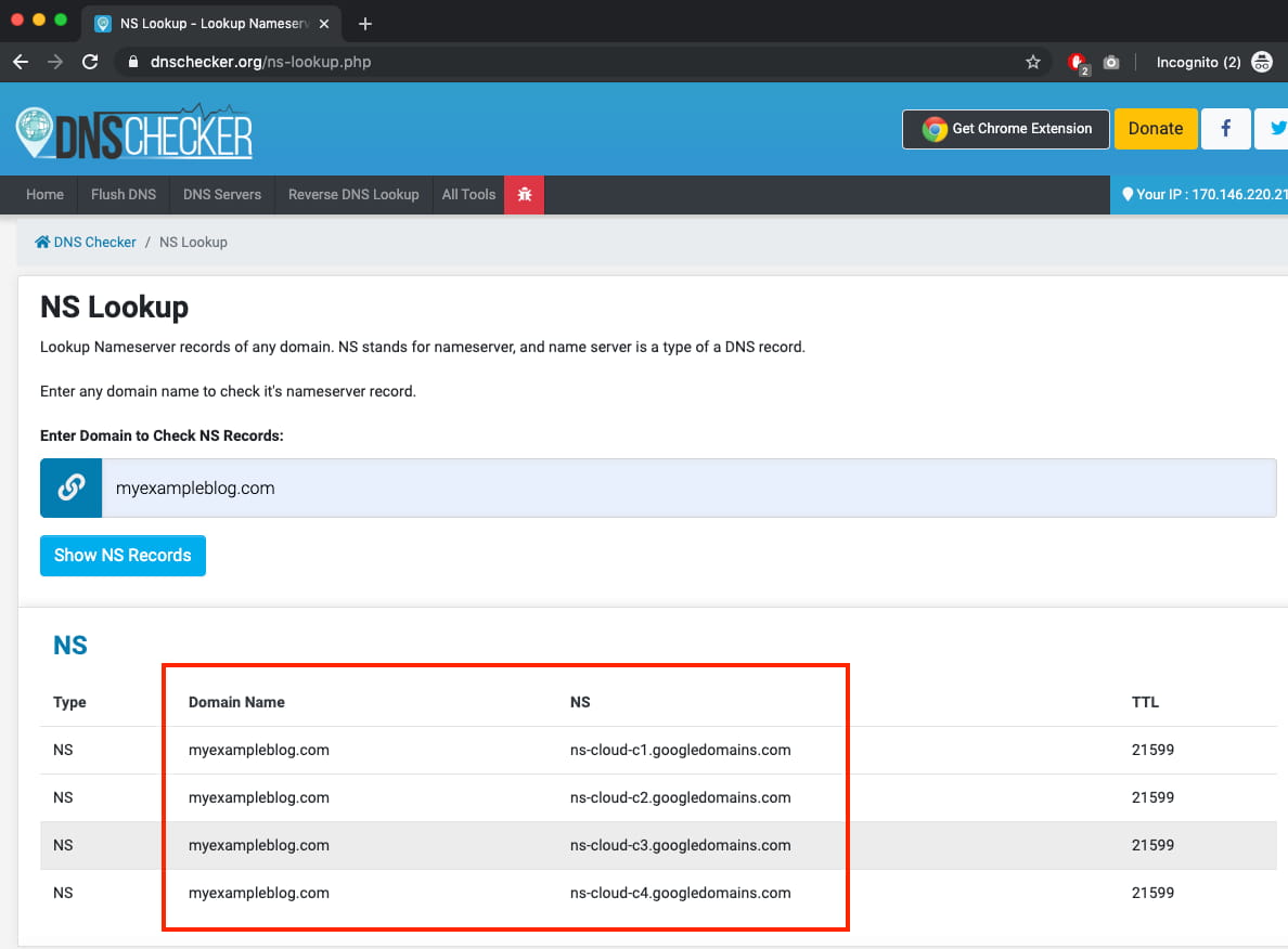 Check Google Cloud DNS propagation