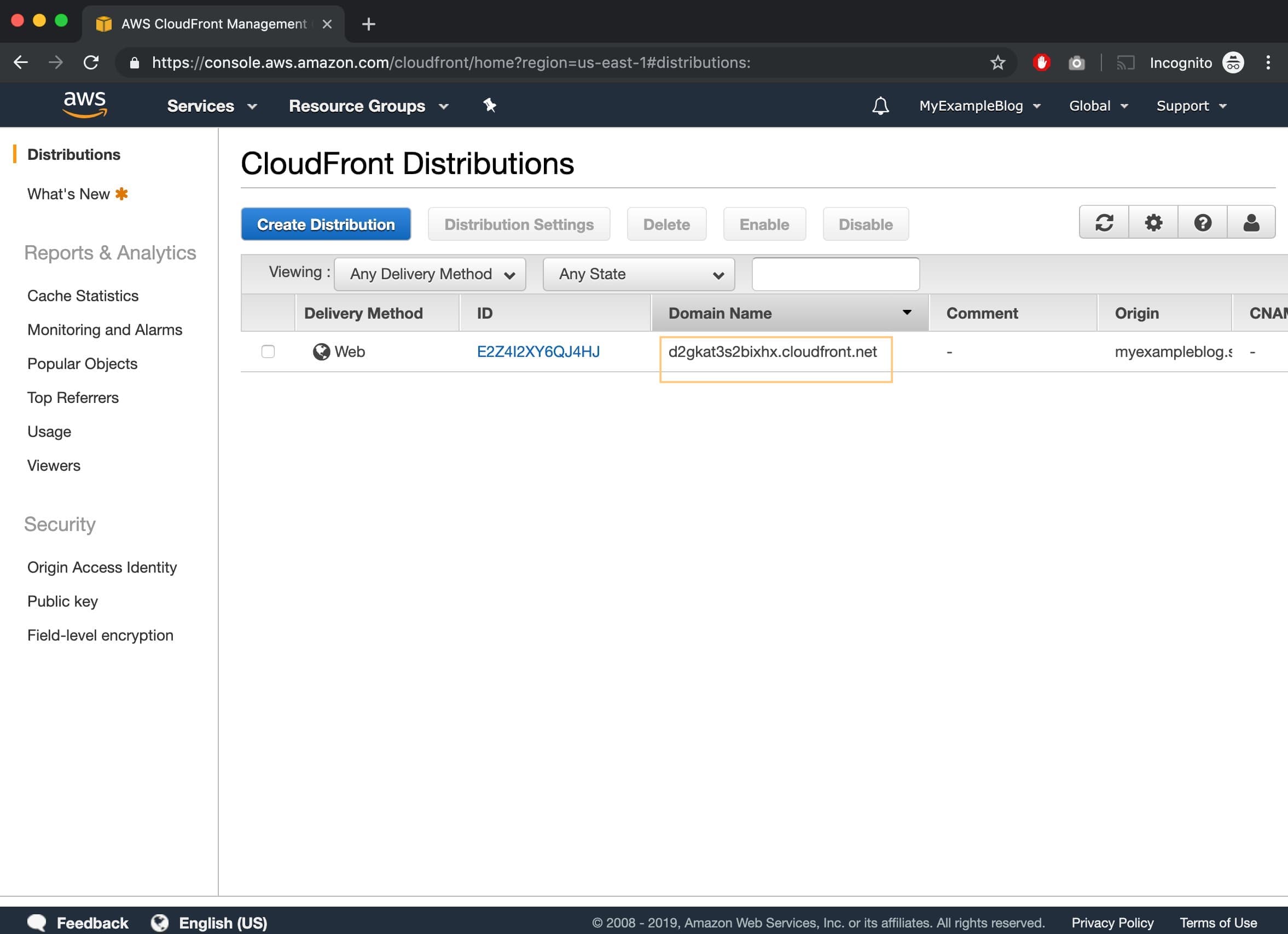 CloudFront Distribution URL