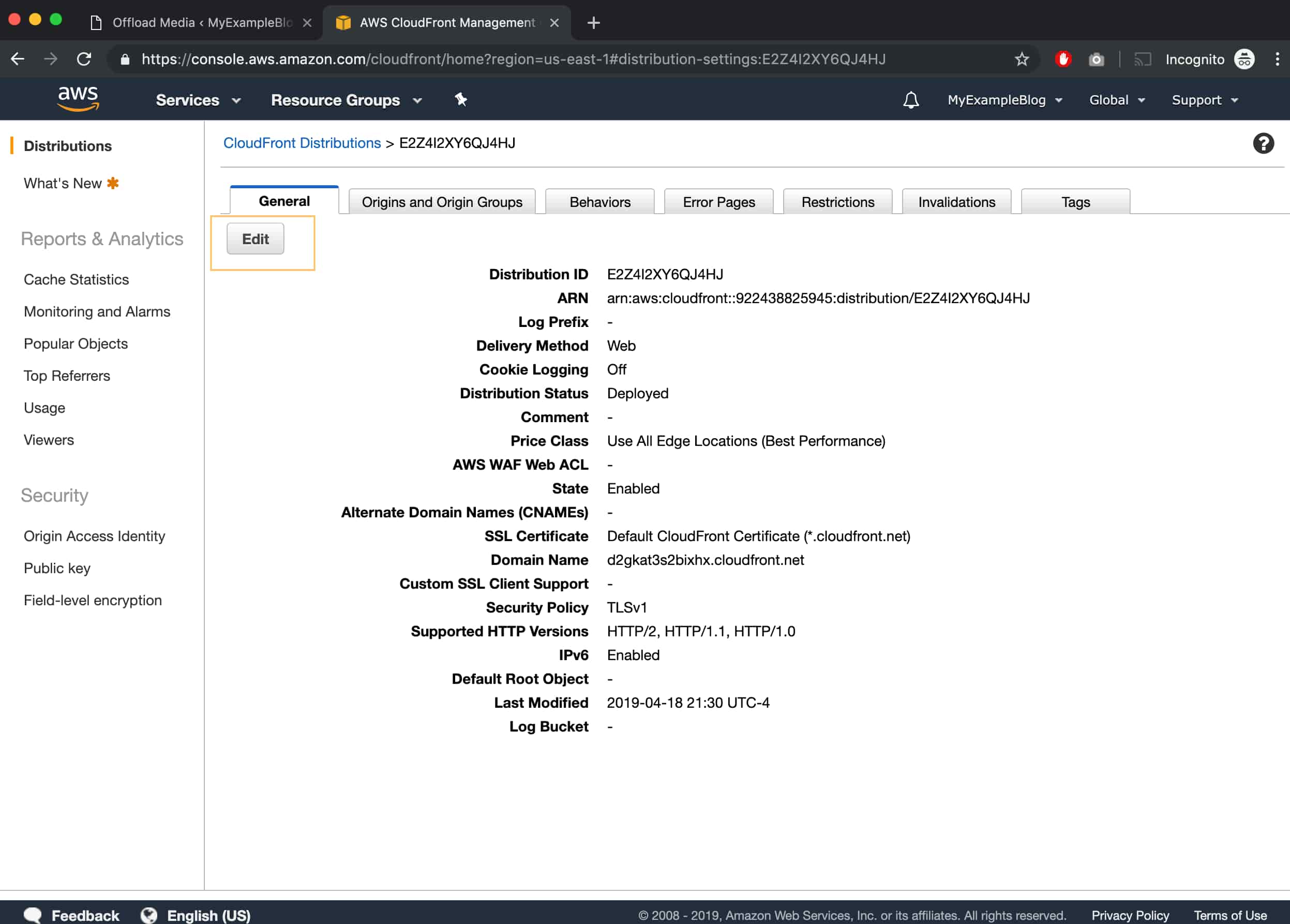 Edit CloudFront Distribution