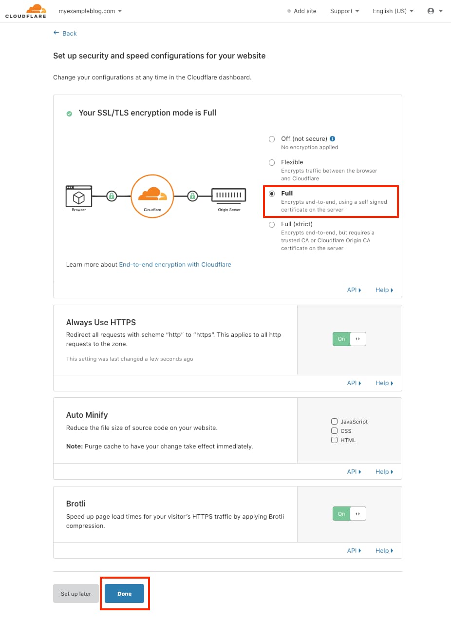 Configure Cloudflare basic settings for WordPress