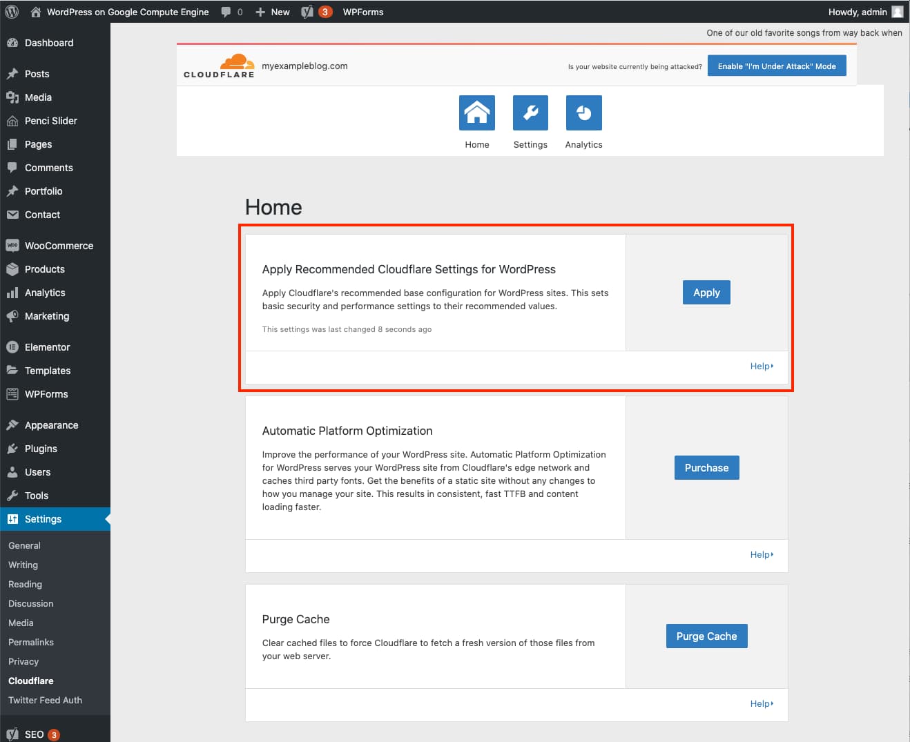 Optimize Cloudflare settings for WordPress